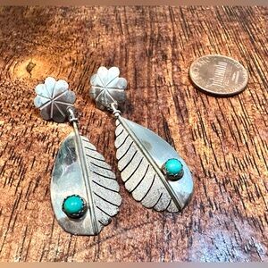 Vintage Sterling Silver Feather Earrings